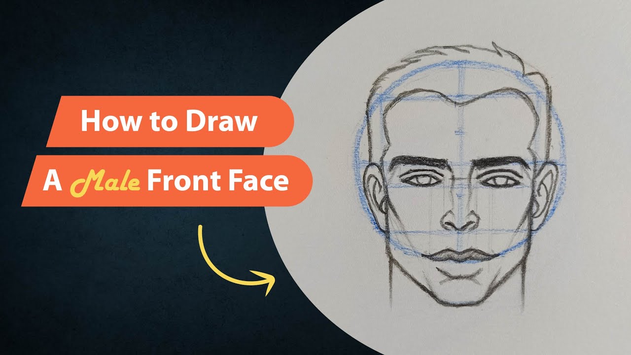 How To Draw | Male Front View Face | Tutorial For Beginner - YouTube