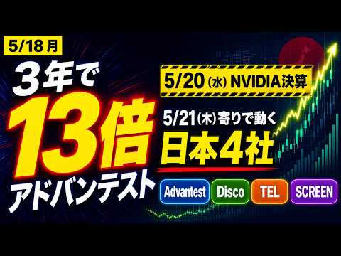 NVIDIA決算翌日寄りで動く日本4社｜Advantest・Disco・TEL・SCREEN — 3年13倍の正体