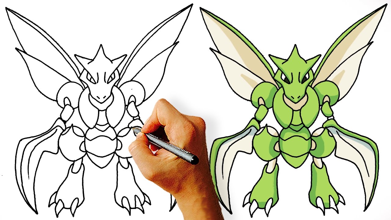 How To Draw Scyther Pokemon Step By Step Drawing Lesson Youtube