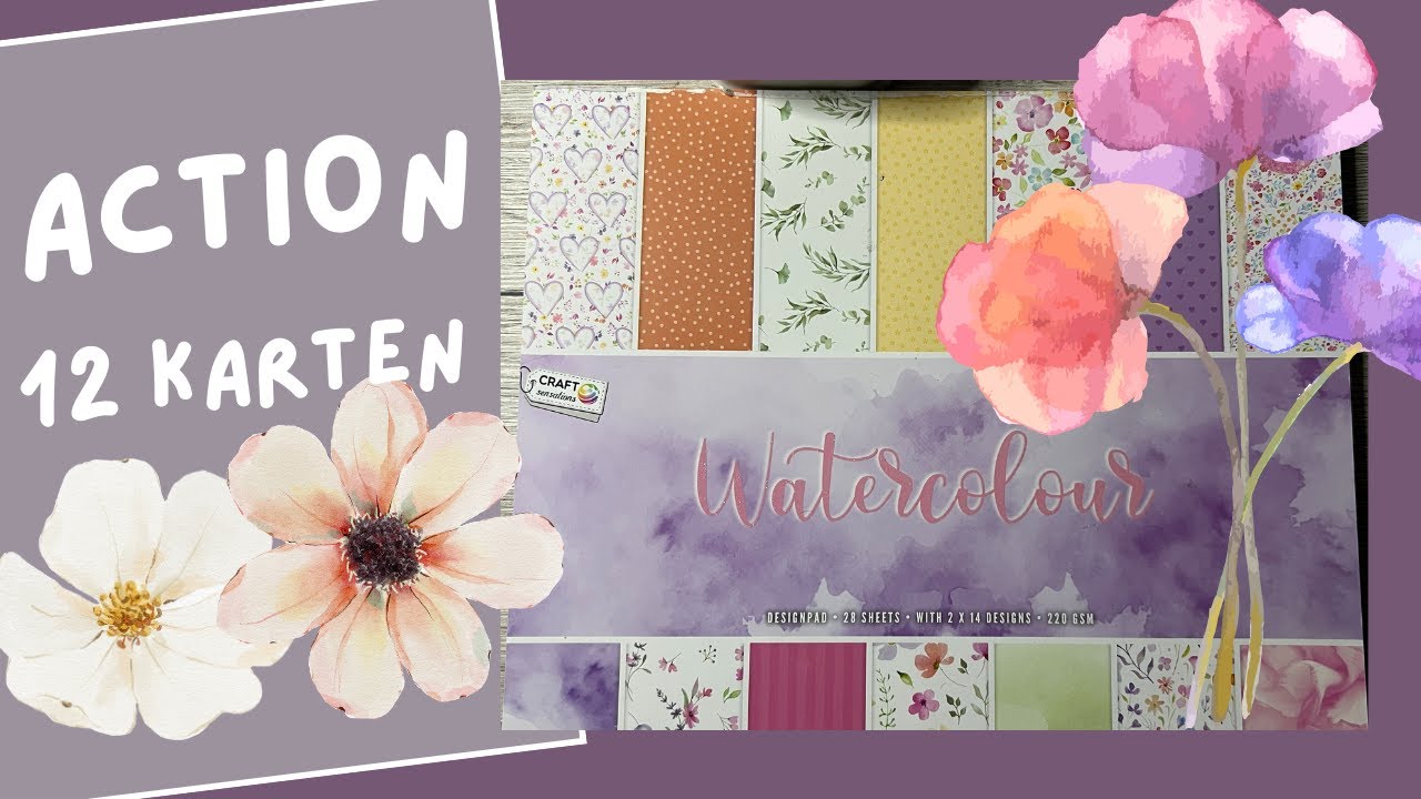 ACTION❣️ 12 Karten ein Block - watercolour - Craft Sensations