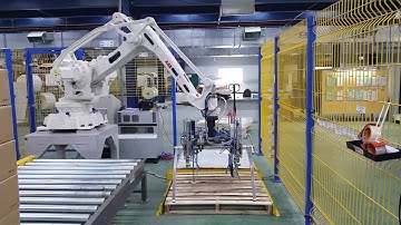 Robot gắp thùng carton lên pallet