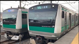JR川越線南古谷駅を入線.発車する列車。