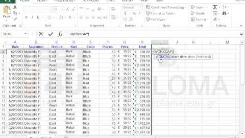 Use the WORKDAY function to add working days to a date (Excel 2013)