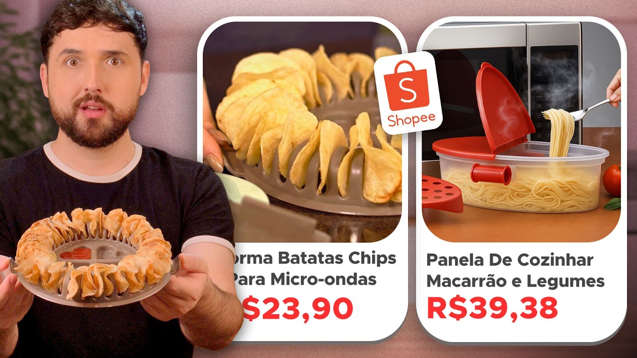 😱 Comprei PRODUTOS para MICROONDAS da Shopee para Fazer Batata Chips, Macarrão e Salsicha