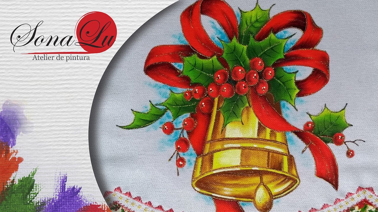 Aula 635 - Natal 2021 - Sino Dourado com Laço em Pano de Prato