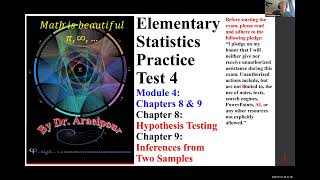 2026 Sum Module 4 Practice Test 4 Ch 8 Hypothesis Testing