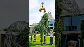 From Wire Mesh to Living Giant Horse Topiary Transformation🐎🌿#garden #shorts #ytshorts