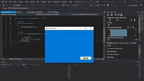 how to make back button in visual studio windows form | hide first form when opening second form
