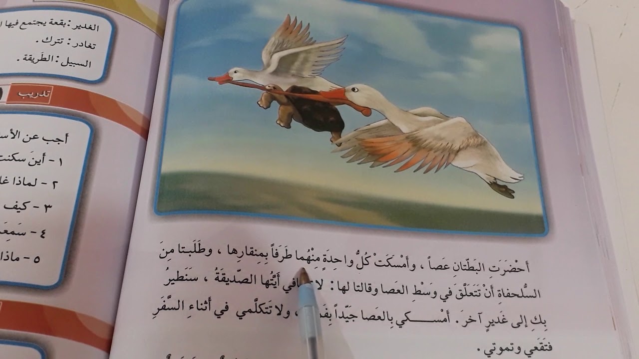 (بطتان والسلحفاة) قراءة الصف الثالث الابتدائي.ست مريم