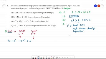 In which of the following options the order of arrangement does not agree with the variation