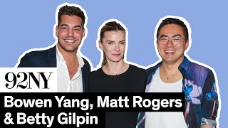 Bowen Yang and Matt Rogers with Betty Gilpin: Las Culturistas