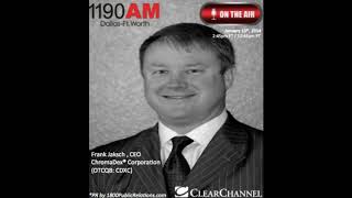 Frank Jaksch CEO of ChromaDex Corp. Interviewed Live on Clear Channel The Traders Network Show