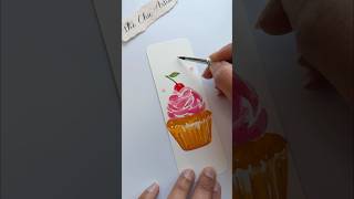 Cute watercolor cupcake bookmark #aquarelleart #beginnerarttips #satisfying #artinstruction #artreel