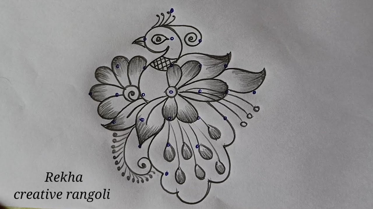 beautiful peacock rangoli (7*1) | azhagu mayil kolam | latest kolangal @rekhacreativerangoli
