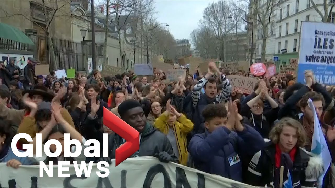 Hundreds of students march in Paris to demand action on climate change