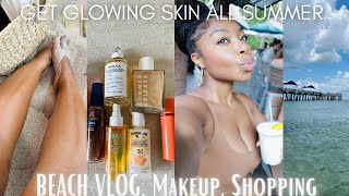 VLOG! HOW TO SMELL AMAZING ALL DAY LONG + GLOWING SKIN ROUTINE | BEACH DAY + BBW SHOPPING + HAUL