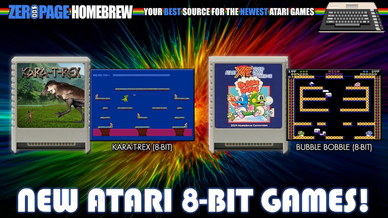 New Atari 8-Bit Games! Kara-T-Rex (GameJam Winner) & Bubble Bobble (Final!)
