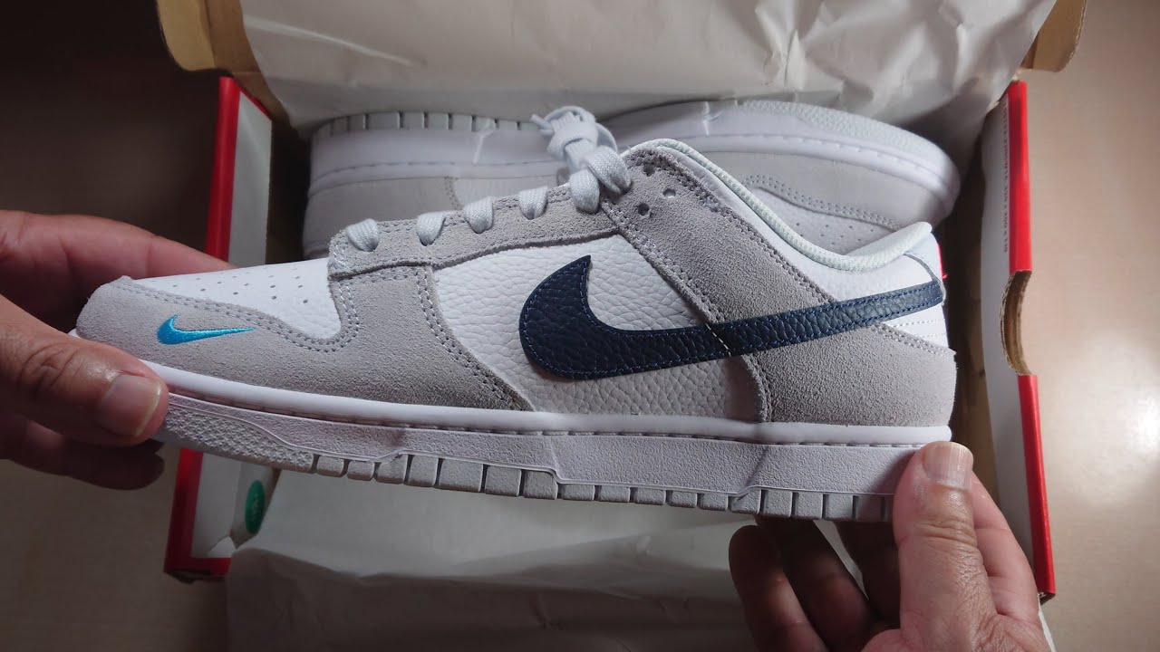 Nike Dunk Low Grey/Navy Mini Swoosh FJ4227-001