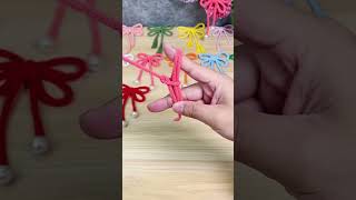 Tutorial lazo coquette con hilo de algodon #shortvideo #diy #coquette