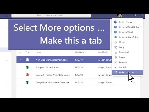 How to turn a file into a tab in Microsoft Teams