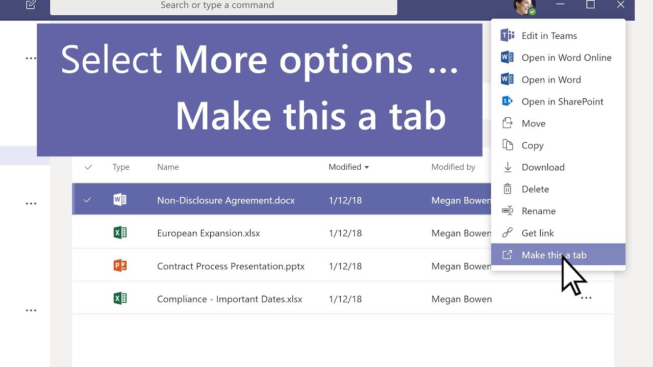 ⁣How to turn a file into a tab in Microsoft Teams