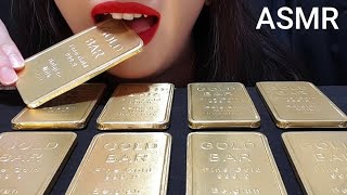 Gold Bar Chocolate Candy ASMR Sweet Dessert Mukbang ASMR Gooey Eating Sounds No Talking 초콜릿 먹방 리얼사운드