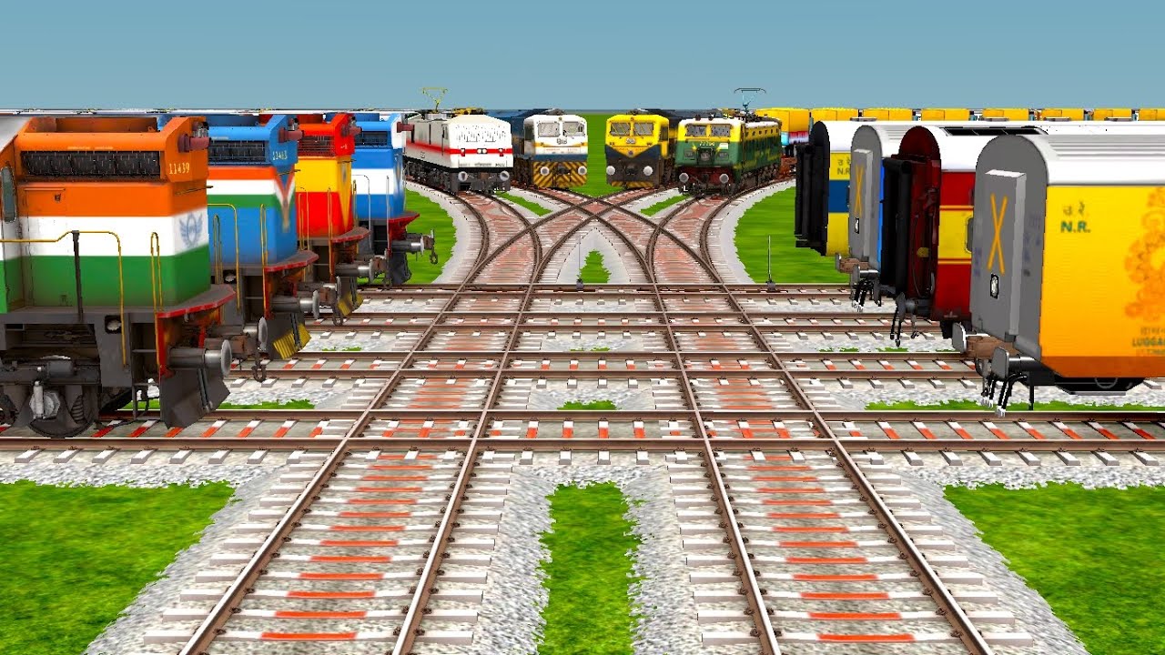 12 Trains Crazy Running & Crashed Face To Face On Different Diamond ...
