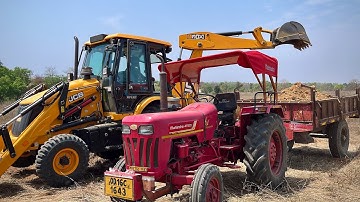 My New JCB 3DX Backhoe Loader Loading Red Mud In Mahindra 415 DI Tractor And Swaraj Tractor Trolley