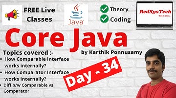 Core Java Basic Concepts | FREE Live Classes - Day - 34 | Java | Java Tutorial | JAVA | RedSysTech