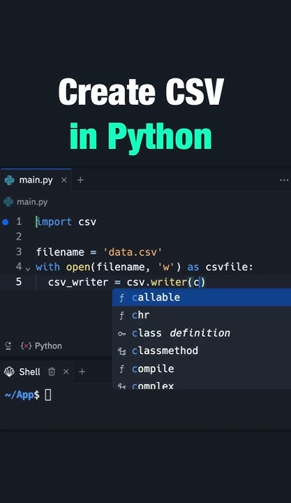 Create CSV FIle in Python #softlinks #python #softwareengineering - YouTube