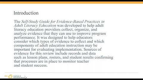 Self-Study Guide for Evidence-Based Practices in Adult Literacy Education (REL Southeast)