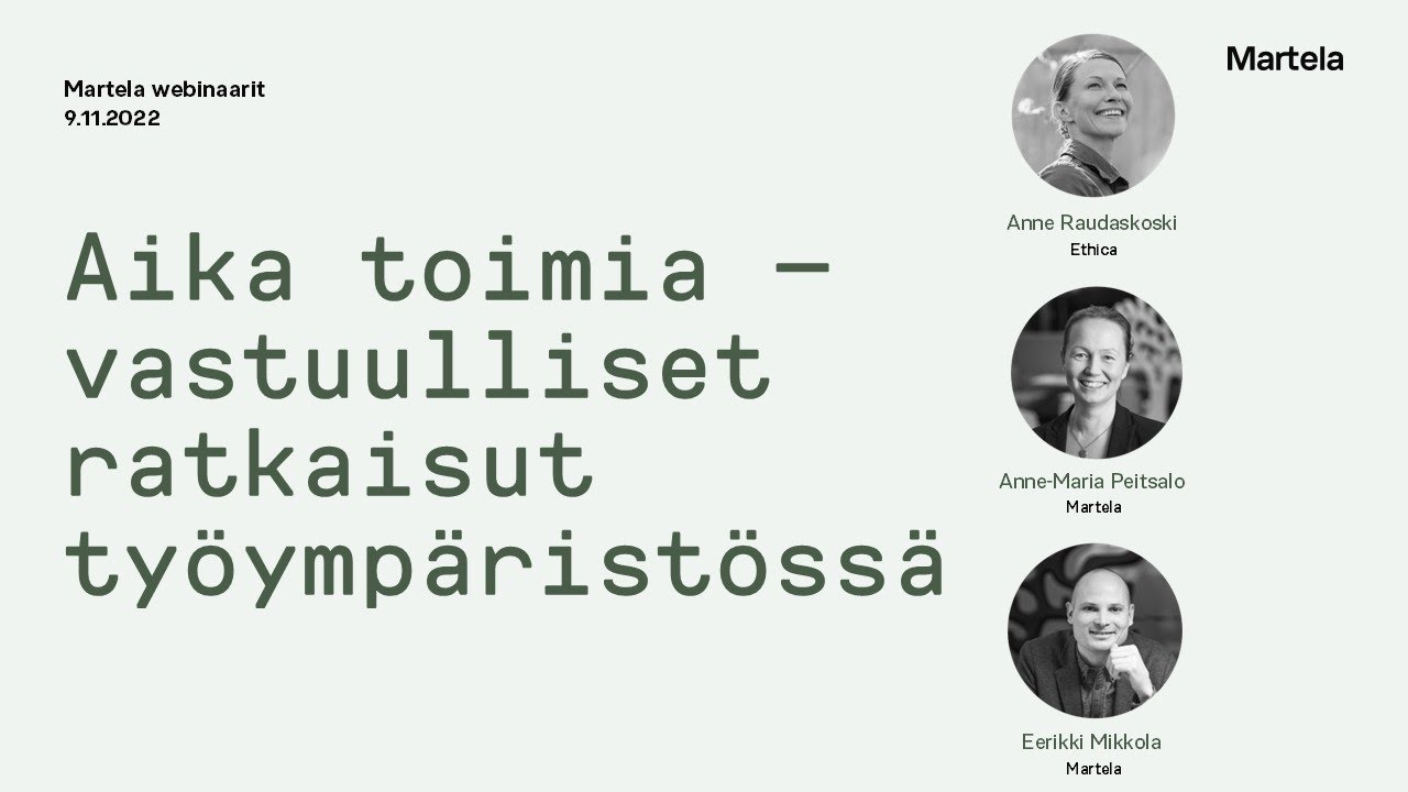 Webinaari: Aika toimia  vastuulliset ratkaisut työympäristössä