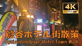 【4K散歩】鶯谷夜のホテル街散策 / Uguisudani Night walk around the hotel area