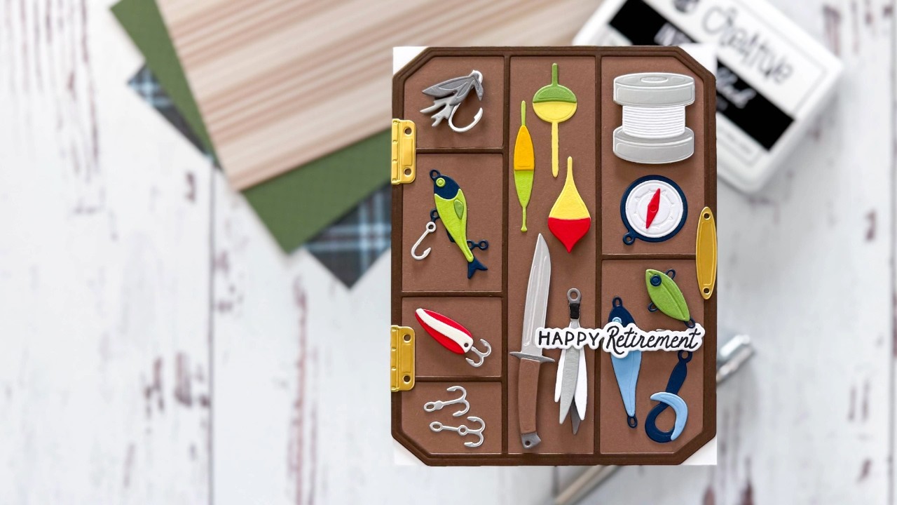 Tackle Display Box Shaped Card | Easy Masculine Retirement Card