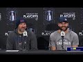 Alex Ovechkin and Tom Wilson talk after Game 5 vs. Montreal