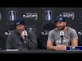 Alex Ovechkin and Tom Wilson talk after Game 5 vs. Montreal