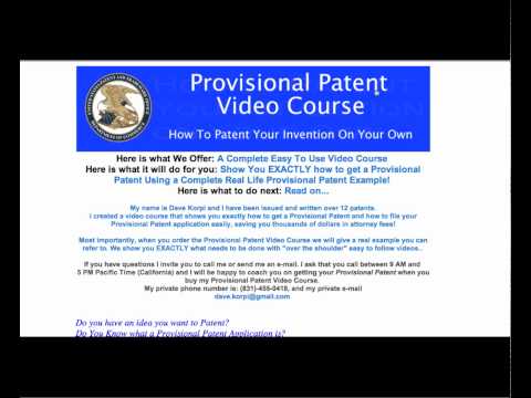Thank You For Looking At The Provisional Patent Video Course