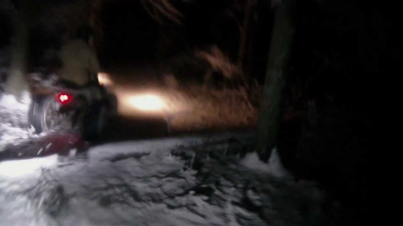 KFX450 & TRX250X - Snow ride at night, during storm! - YouTube