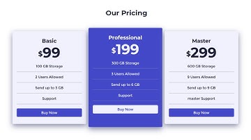 Responsive Pricing table Using Only HTML & CSS