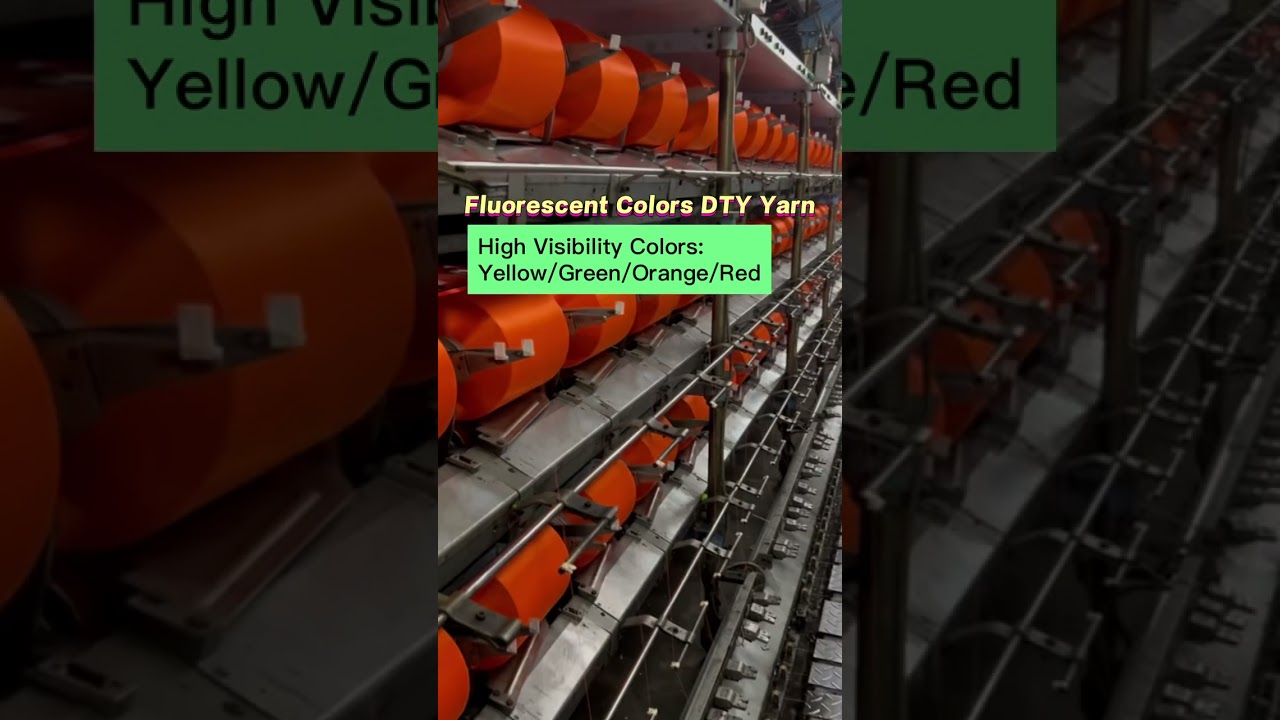 Fluorescent Colors DTY Dope Dyed Polyester Yarn High Visibility Colors of Orange /Yellow/Green/Red.