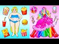 Paper Dolls Dress Up - Costumes Fat and Thin Wedding Dresses - Barbie Transformation Handmade