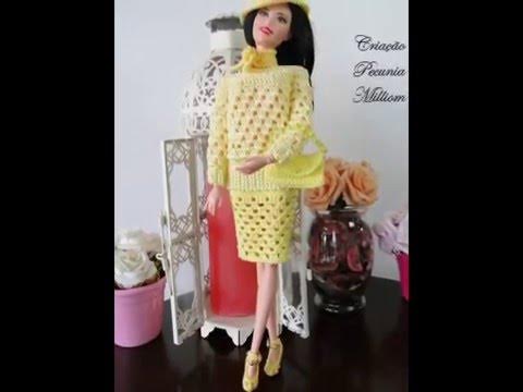 Vestido Longo de Crochê Com Luvas Para Barbie ou Susi Por Pecunia MillioM  11