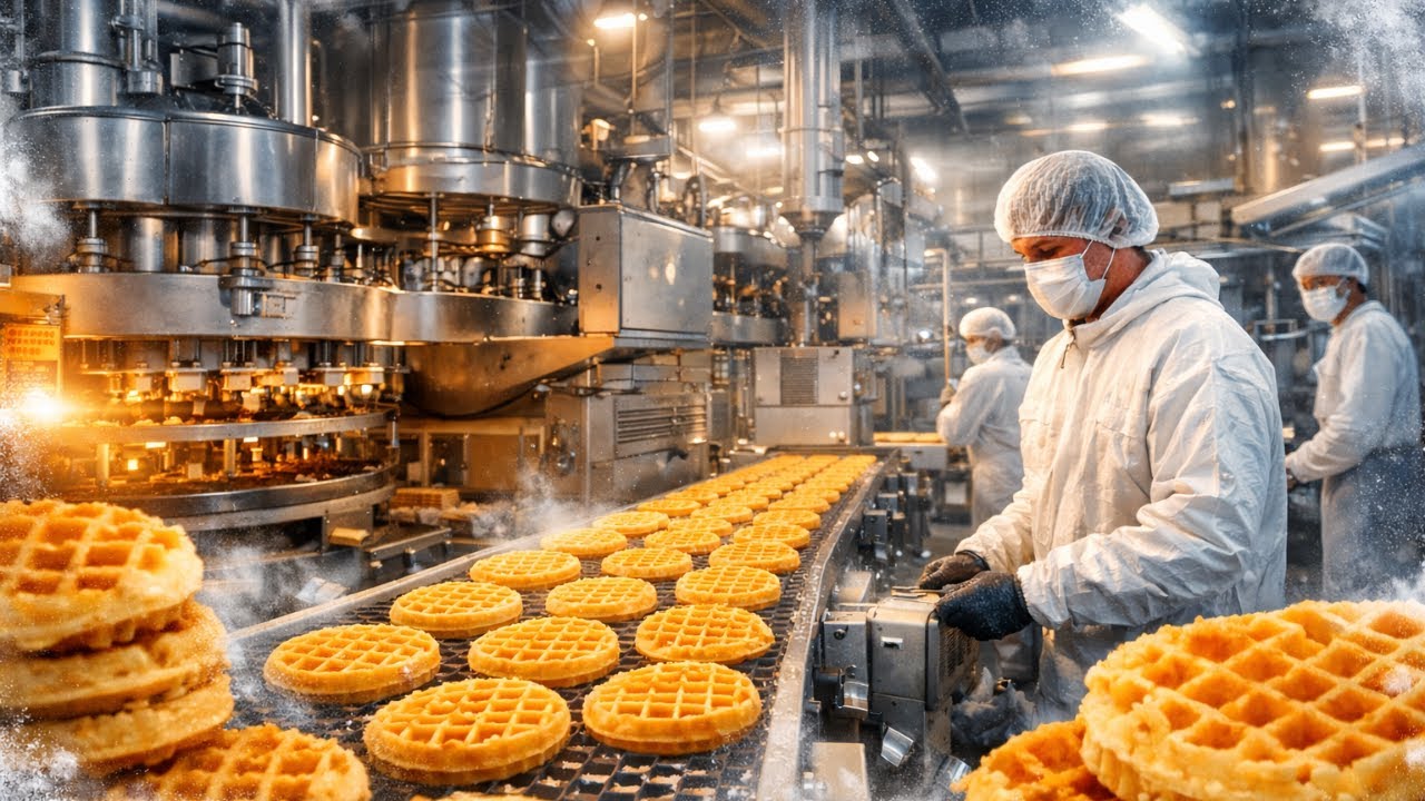 Как на фабрике по производству замороженных вафель ежедневно производятся миллионы порций в огром...