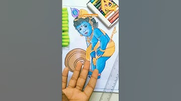 Lord Krishna eating Makhan 💯||😍 sketch and colouring#shorts #video #viral