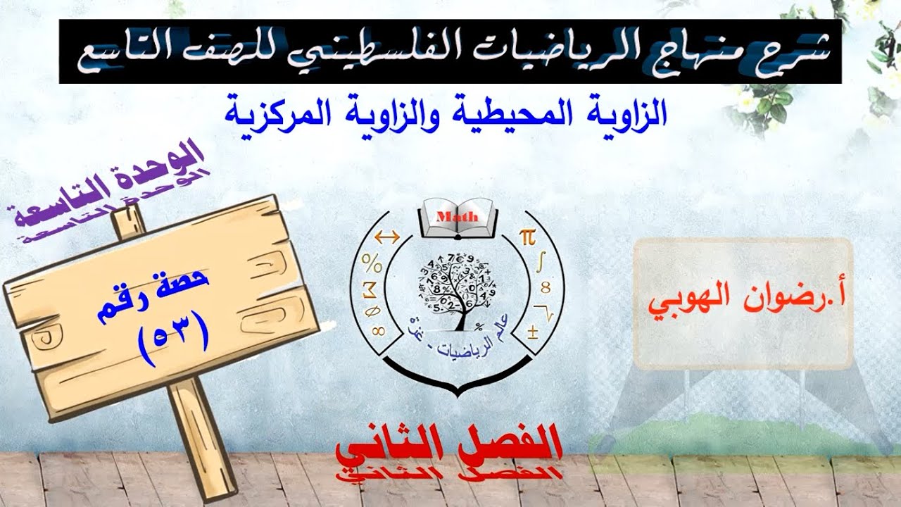 رياضيات تاسع - الفصل الثاني - الحصة (53) الزاوية المحيطية والزاوية المركزية