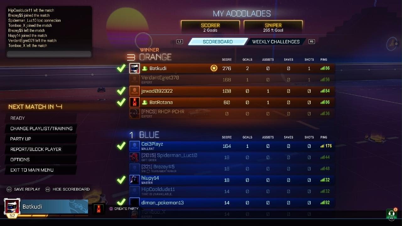 BatKudi on Rocket League Revenge Matches