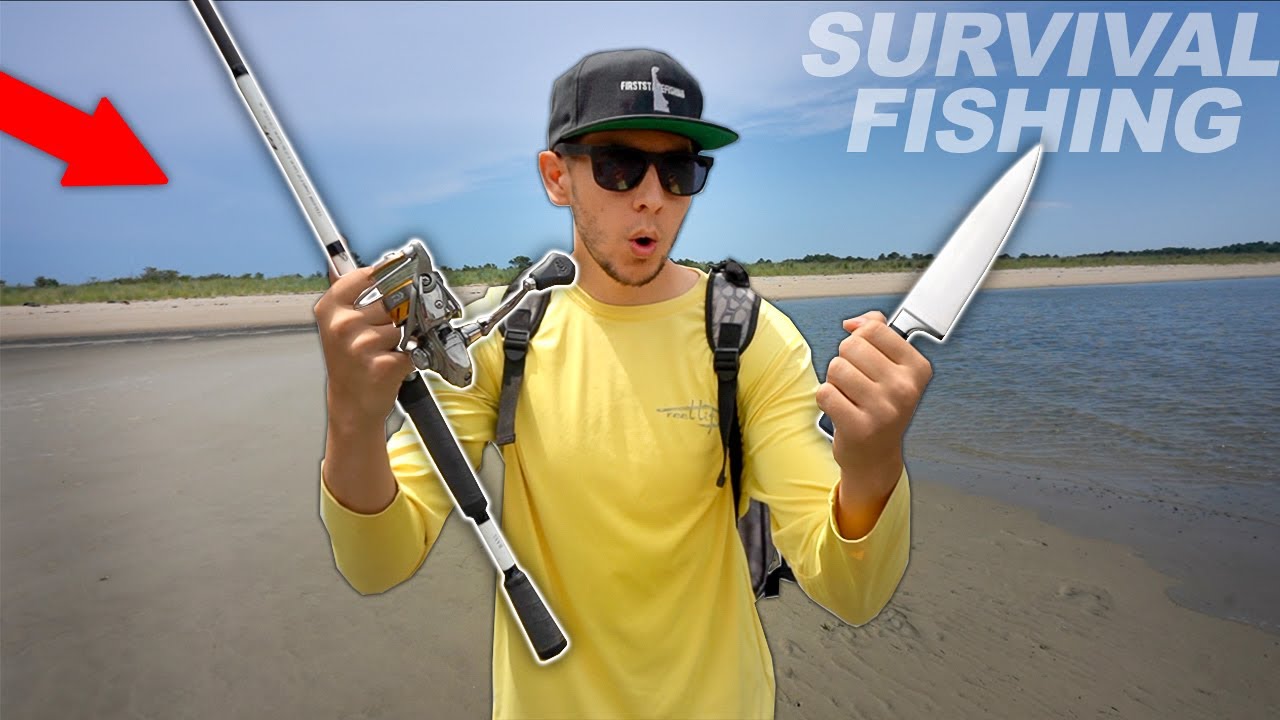 Eating ONLY What I Catch for 24 HOURS!! (Survival Saltwater Fishing) 