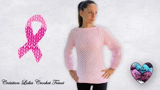 Pull Octobre Rose, tutoriel crochet by Lidia Crochet Tricot