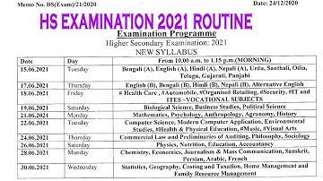 Higher Secondary And Eleven Final Examination 2021 New Routine || WBCHSE 2021 Routine