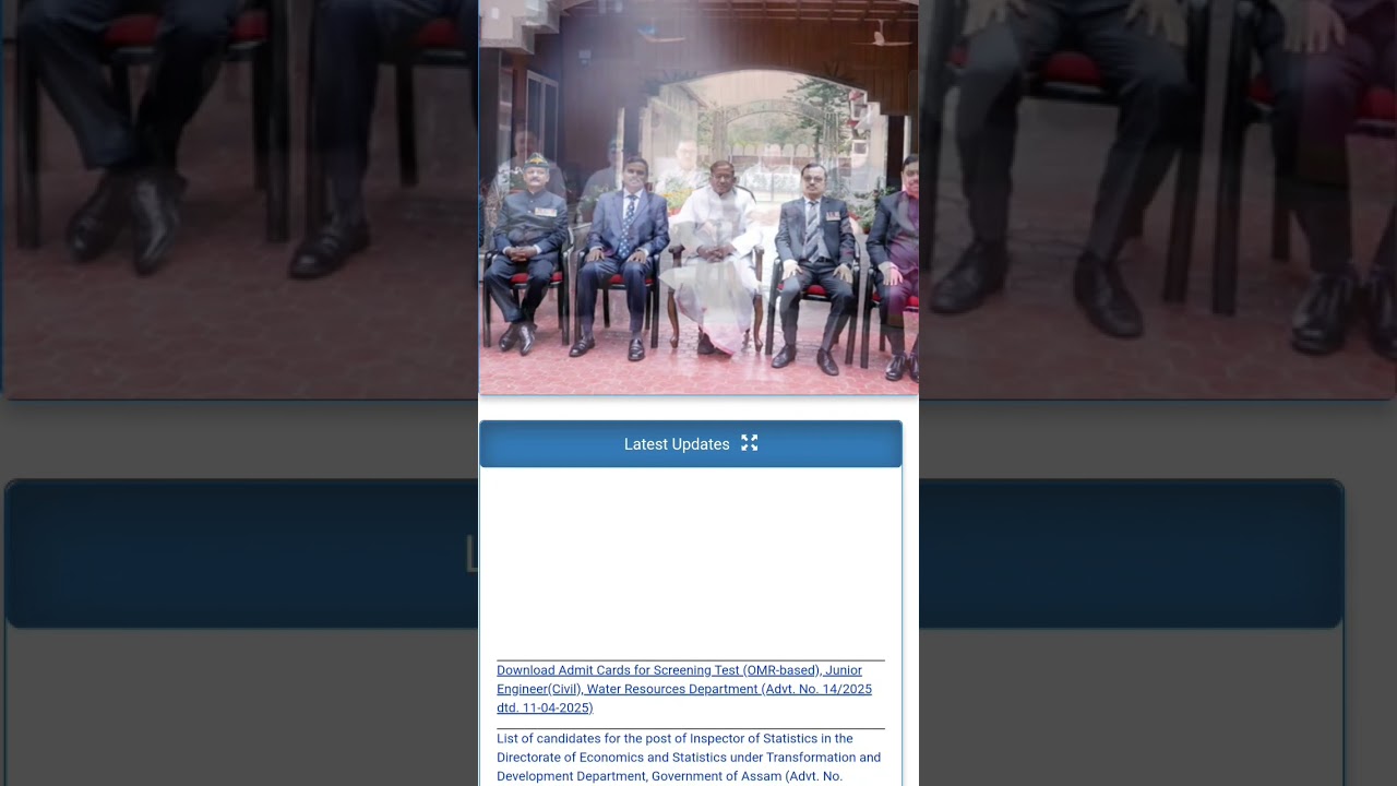 APSC Admit Card for Screening Test Junior Engineer(Civil), Water Resources Department